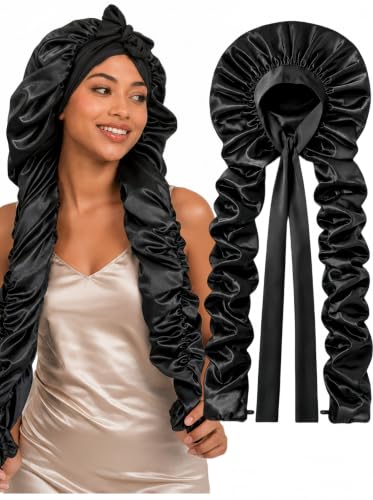 Kemispary Double Layer Satin Bonnet 33-43" XXL for Long Hair & Braids