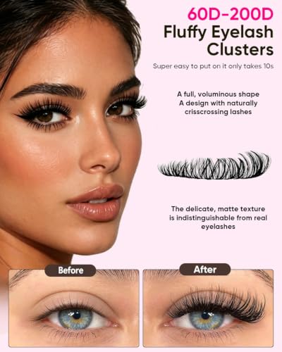 60D Wispy Lash Clusters 560Pcs Mixed 9-16mm