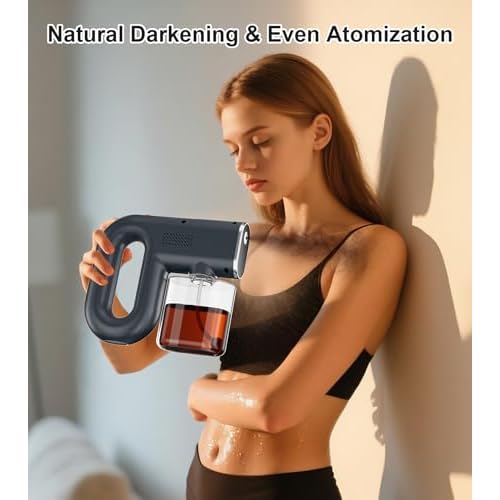 Spray Tan Machine, Strong Spray Level Even Atomization- Adjustable 3 Different Strength Spray Levels - Portable & Rechargeable Cordless Spray Tan Gun for Self Tanning Travel Beach Salon Home Use Grey