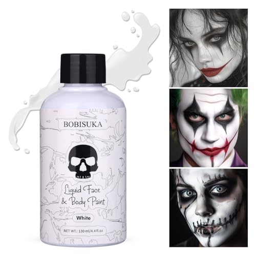 BOBISUKA White Liquid Face & Body Paint - 130ml Fast Drying SFX Makeup