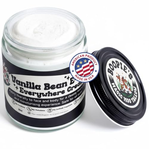 Magic Moo Beef Tallow Vanilla Bean E-Moo Moisturizing Everywhere Suet Tallow Cream with Organic Emu Oil. For Acne, Stretch Marks, Eczema, Hydration, Dry Skin & More! 8oz