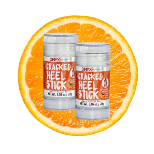 Onyx Professional Cracked Heel Repair Balm Stick (2 Pack) Dry Cracked Feet Treatment, Moisturizing Heel Balm Rolls On So No Mess Like Foot Cream or Foot Lotion, Rescues Cracked Feet, Orange Scent