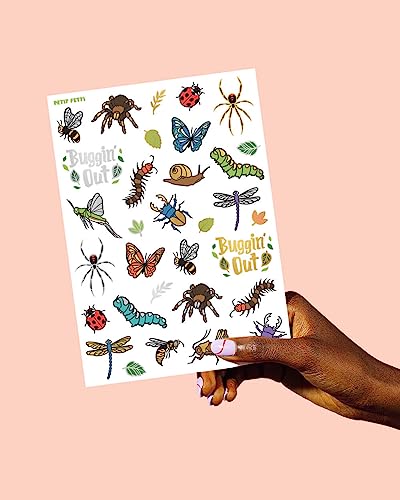 xo, Fetti Bug Temporary Tattoos - 48 Pack Glitter Insect Designs