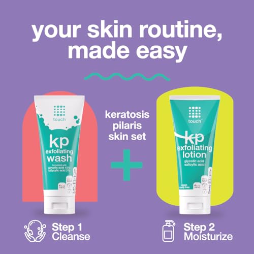 TOUCH Body Lotion for Keratosis Pilaris with 12% Glycolic Acid - AHA & BHA Exfoliating Rough & Bumpy Skin Body Lotion - Moisturizing Cream Gets Rid Of Redness, KP (4 Fl Oz (Pack of 1))