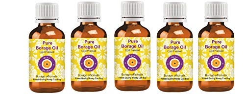 dève herbes Pure Borage Oil (Borago officinalis) Cold Pressed (Pack of Five) 100ml X 5 (16.9 oz)