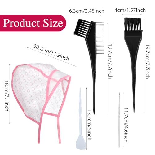 Bewudy 12-Piece Hair Highlighting Cap Set with Hooks - Pink