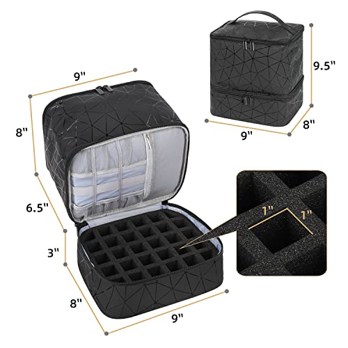 Nail Polish Storage Organizer Bag - Holds 30 Bottles, Black