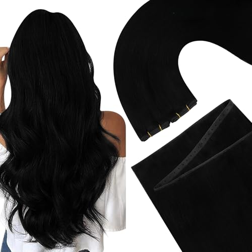 Ugeat 80G Butterfly Weft Hair Extensions - Jet Black, 16 Inch