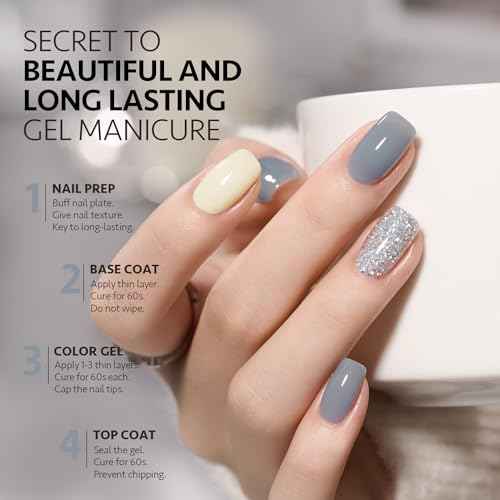 GAOY Gel Nail Polish Kit, 3 Colors 16ml Blue White Silver, Sheer Soak Off UV Gel Polish Set - Frozen Glitter