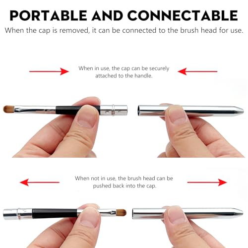 Silver Portable Lip Brush Set - Professional Makeup Tools for Lipstick & Gloss