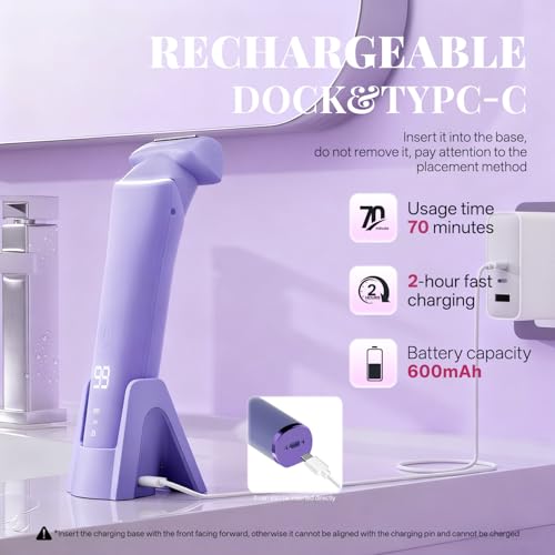 Krofaue 2-in-1 Electric Bikini Trimmer for Women, Rechargeable Wet & Dry Shaver for Body and Pubic Hair, Waterproof Razor for Legs, Underarms & Bikini Line with LED Display