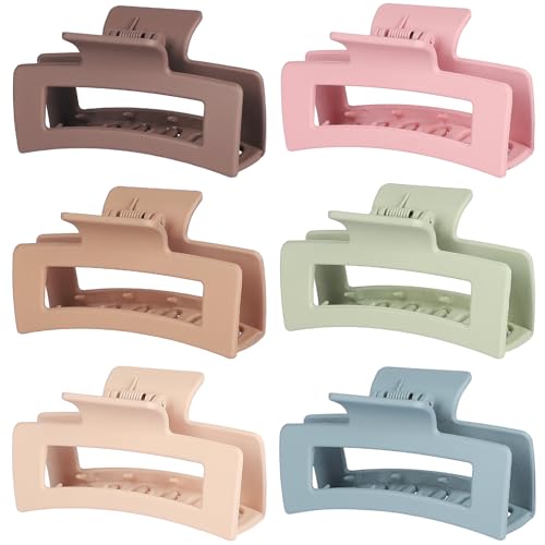 Square Hair Clips 3.5 Inch Medium Claw Clips 6 Pack