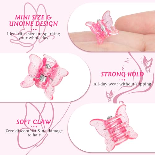 100 Mini Butterfly Hair Clips - Colorful Sparkly Claw Clips Set