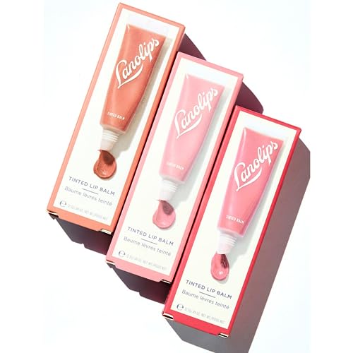 Lanolips Essentials Lip Tint Gift Set - Tinted Lanolin Lip Balm Set - Hydrating Lip Moisturizer Kit with Three Universal Shades (12.5g / 0.44 oz each)