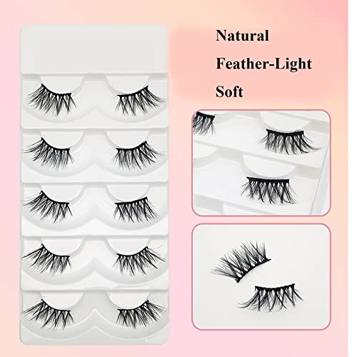 DAODER False Eyelashes Short Lashes Natural Half Lashes Cat Eye Lashes Extension Soft 3D Fake Eyelashes Bulk