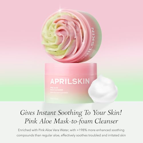 APRILSKIN Pink Aloe Cleanser with Pore Brush: Pink Aloe Facial Polish Cleanser and Pore Cleansing Facial Silicone Brush