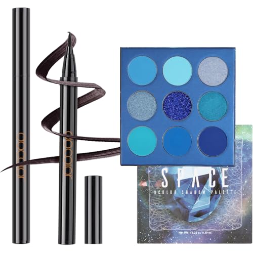 docolor Eyeshadow Palette 9 Colors Green Eyeshadow Gemstone Shadow Palette Highly Pigmented and Green Eyeliner Waterproof Eyeliner Pen Super Slim Liquid Precise All Day Eye Liner Gel¡¦