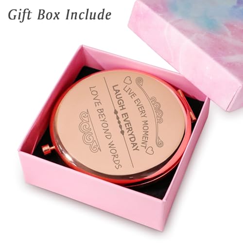 Live Laugh Love Personalized Compact Mirror for Women - 2x Magnification Engraved Gift
