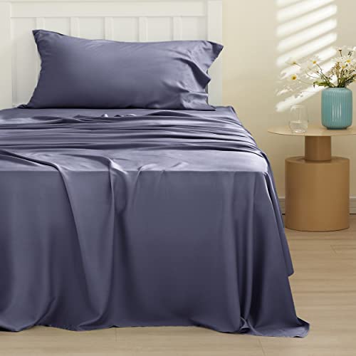 Bedsure Twin Sheets Set, Cooling Sheets Twin Size Bed Set, Rayon Derived from Bamboo, Twin Size Sheets, Breathable & Soft Bed Sheets, Hotel Luxury Silky Bedding Sheets & Pillowcases, Lilac