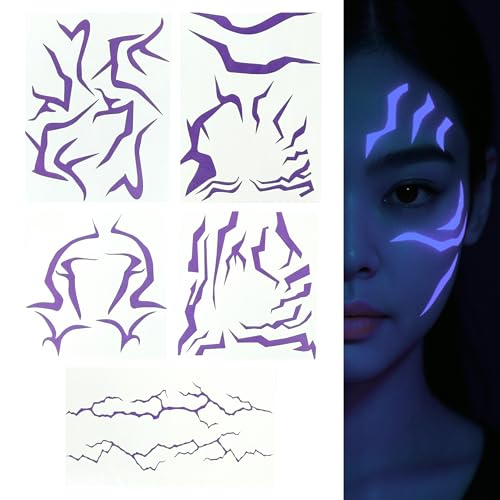 UV Blacklight Activated Purple Ombre Temporary Tattoos