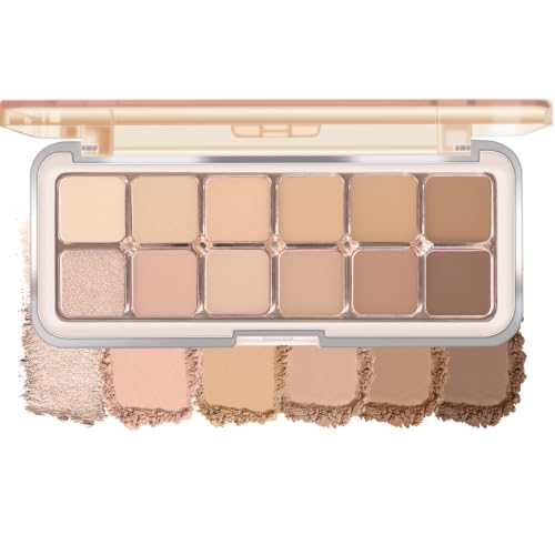 KYDA Nude 12-Color Eyeshadow Palette with Brush – Natural Matte & Shimmer
