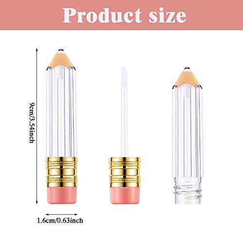 Blulu 20 Pieces Pencil Empty Lip Gloss Tubes Containers Clear Mini Refillable Lip Balm Tubes Cute Pencil Shaped Oil Bottles for Graduation Gifts Women Girls DIY Keychain, 5 ml (Pack of 2)