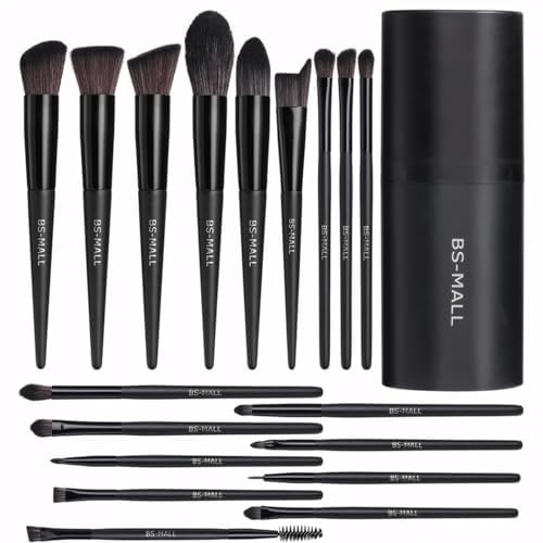 BS-MALL Makeup Brush Set 18 Pcs Premium Synthetic Foundation Powder Concealers Eye shadows Blush Makeup Brushes with black case (C-Black)…