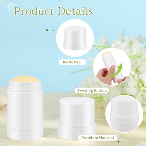 30 Pcs 30ml/1oz Empty Deodorant Containers Twist Up Filling Bottle Refillable Plastic Deodorant Holder Tube for Homemade Lipstick Sunscreen Balm Lotion Bar (White)