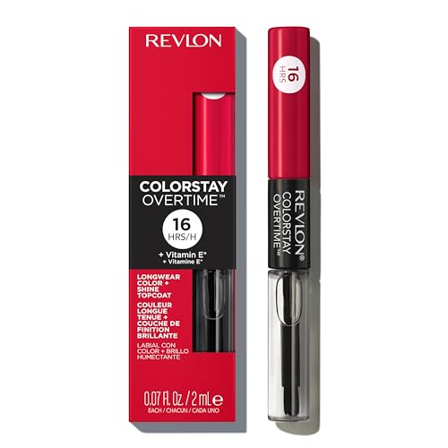Revlon ColorStay Overtime Liquid Lipstick, 16-Hour Long-Lasting Lip Color with Gloss, 040 Forever Scarlet