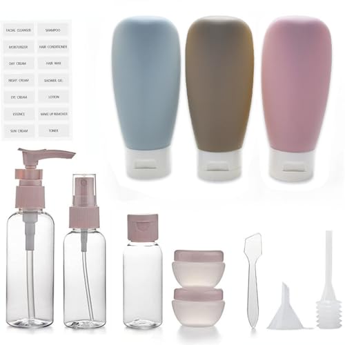Multicolor 12 Pack Travel Bottles Set TSA Approved Leakproof Refillable Toiletry Containers