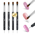 French Manicure Brush Set with Dotting Tools - 4 Sizes for Nail Art