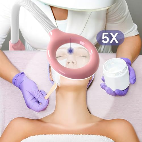 Professional Facial Steamer with 5X Magnifying Lamp & Wheels