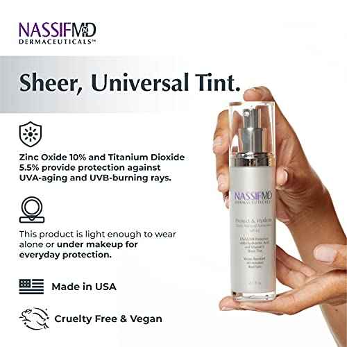 NassifMD Protect and Hydrate SPF44 | Universal Tinted Moisturizer SPF | BB Cream Tinted Moisturizer with SPF | Whipped Sunscreen with Hyaluronic Acid