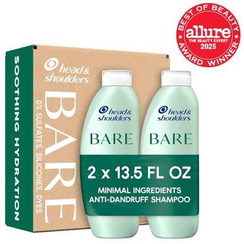Head & Shoulders Anti-Dandruff Shampoo, BARE Soothing Hydration Twin Pack, 1% Pyrithione Zinc, Dry Scalp Relief, Free of Sulfates, Silicones, Dyes, 13.5 fl oz Each