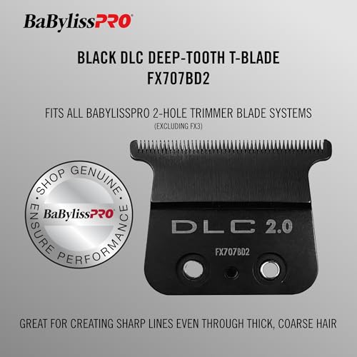 BaBylissPRO Barberology Deep Tooth DLC 2 Replacement Blade for Outlining Hair Trimmers (FX707BD2), Black