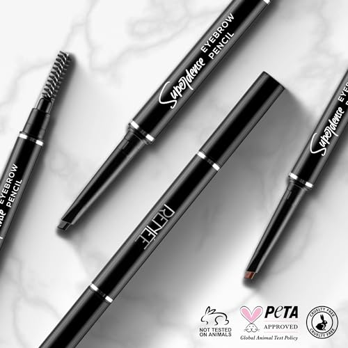 RENEE Superdense Eyebrow Pencil with Spoolie - Brown, Smudge Proof, Waterproof, Highly Pigmented for Fill in Brow Gaps, Smooth One-Swipe Precision Application, Enriched with Vitamin C & Jojoba Oil