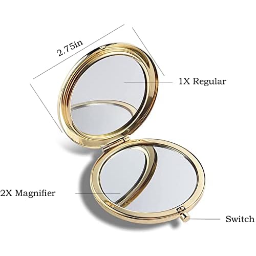 Magnifying Compact Double-Sided 1X/2X Round Pocket Handheld Travel Makeup Portable Pocket Mirror Glod 5PCS