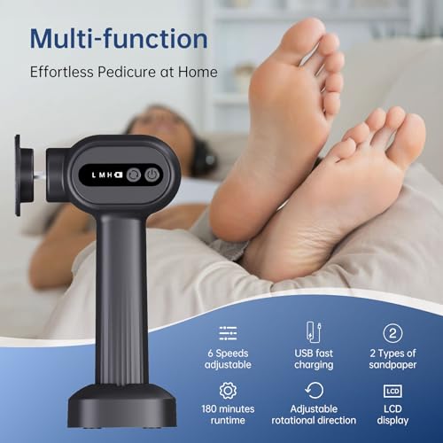 Rechargeable Electric Callus Remover for Feet - Replaceable Sandpaper Professional Foot Grinder 6 Speeds Adjustable Foot Sander, Cordless Electric Foot File Pedicure Tools for Dead Skin, Cracked Heels