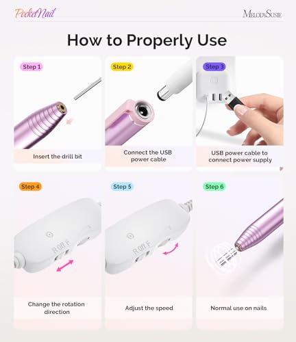 Portable Nail Drill for Beginners - 20,000 RPM, Lightweight & Adjustable Speed