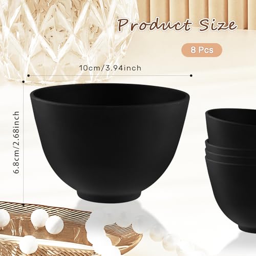 8 Pcs Silicone Facial Mask Mixing Bowl Face Mask Bowl for Women Cosmetic Mixing DIY Skin Care - Black