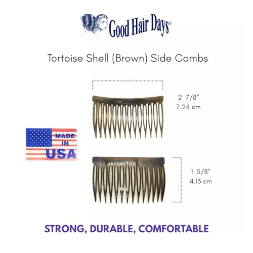2 Pack Tortoise Shell Anti-Slip Side Combs 2 7/8 Inches for Hair Styling