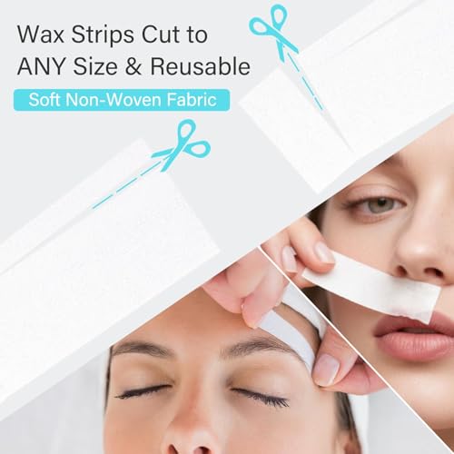 200-Count Non-Woven Wax Strips for Facial and Body Hair Removal, Suitable for All Genders and Skin Types (without wax) Blue