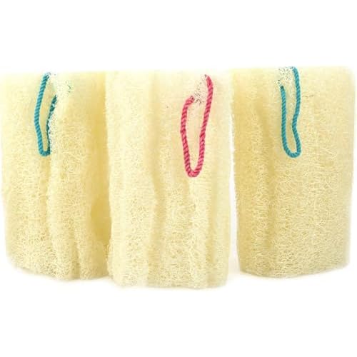 NileCart Loofah Pack of 3 Scrubbies for Body 6 in. Egyptian Loofah Sponge - Natural Exfoliating Body Scrubber Shower Loofah | Body Scrubber Exfoliator Natural loofah Sponge - Luffa for Men and Women