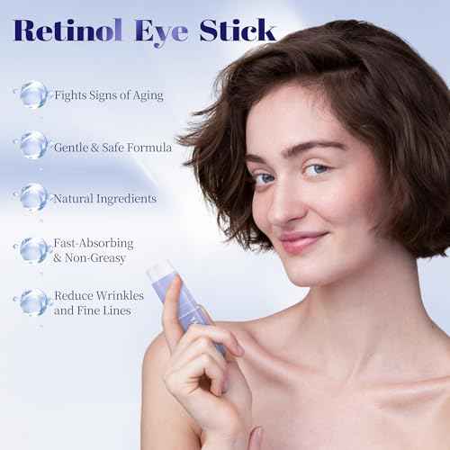 Retinol & Caffeine Eye Balm Stick for Dark Circles, Puffiness, Fine Lines and Eye Bags, Anti Aging Under Eye Cream Smooths Wrinkles Moisture Stick (0.24oz/7g)