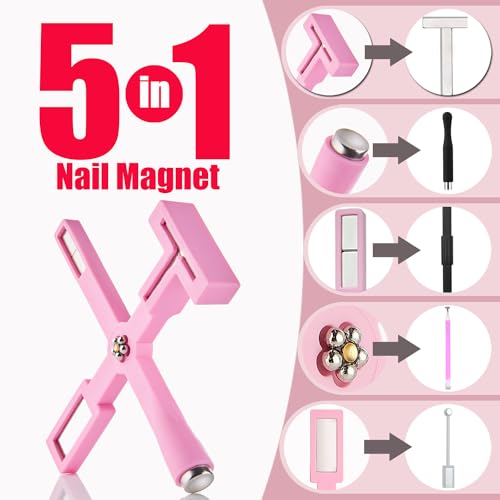 Dr.nail Pink Cat Eye Magnet Nail Art Kit - 11 Pcs DIY Manicure Set