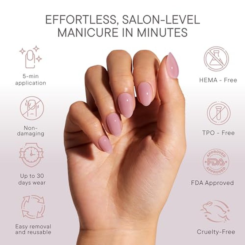 Celebritips Salon U-ltimate Press On Nails - Misty Rose Almond, 32 Pc Kit