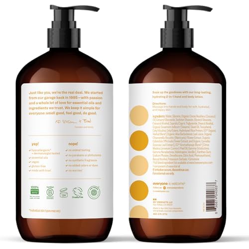 Everyone 2-in-1 Lotion for Hands/Body, 32 ounce (Pack of 2) Coconut and Lemon made with Essential Oils for Men and Women