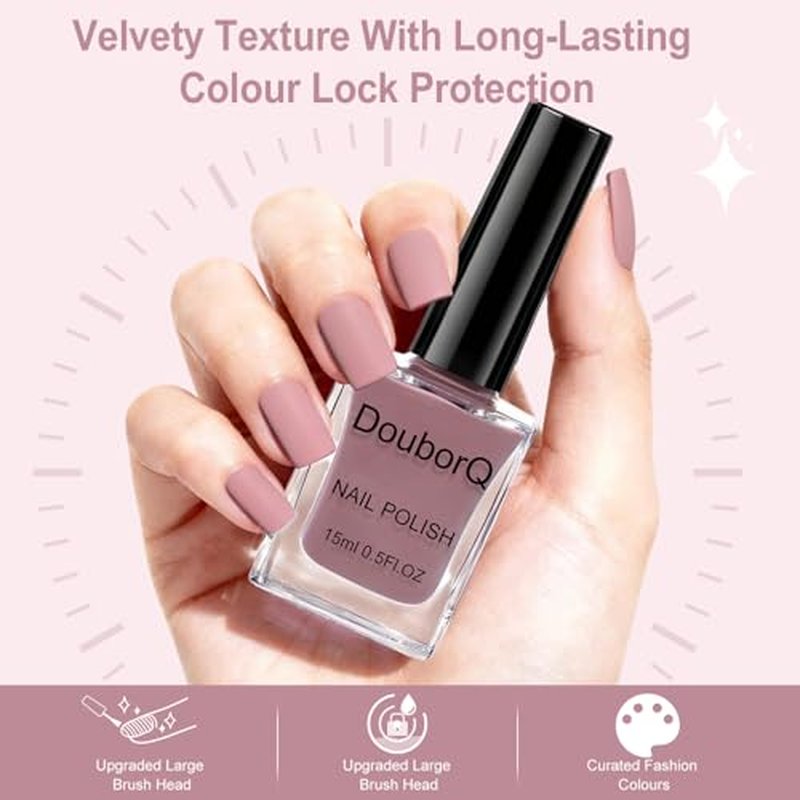 Pink Matte Nail Polish 15ml - Quick Dry Velvet Finish Lacquer