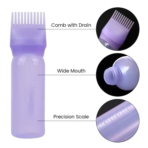 Ella & Sara 3-Piece Hair Dye Applicator Bottle Set with Comb Brush