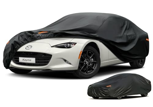 Kayme 7 Layers Heavy Duty Car Cover Waterproof All Weather, Universal Fit for Sedan Coupe Car (up to 165 inch), Such as Mazda Miata MX-5, Honda S2000.